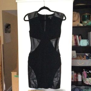 Talula Black bodycon cocktail dress with faux leather panels size 4